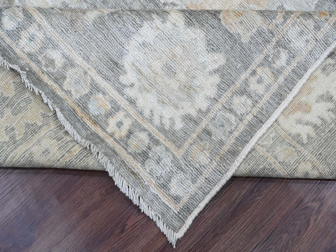 8'10" x 11'10" New Hand Knotted Grey Wool Rectangle Oriental Rug - MOA10220205