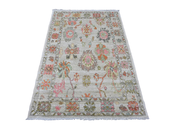 4'0" x 5'9" New Hand Knotted Ivory Wool Rectangle Oriental Rug - MOA10220209