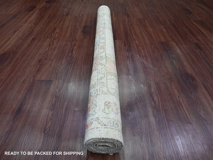4'0" x 5'9" New Hand Knotted Ivory Wool Rectangle Oriental Rug - MOA10220209