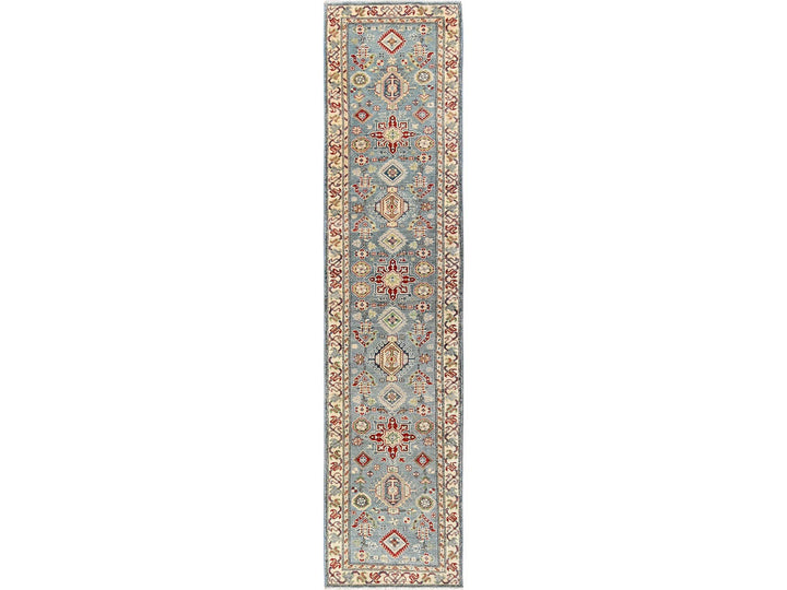 2'9" x 12'9" New Hand Knotted Blue Wool Runner Oriental Rug - MOA1022020