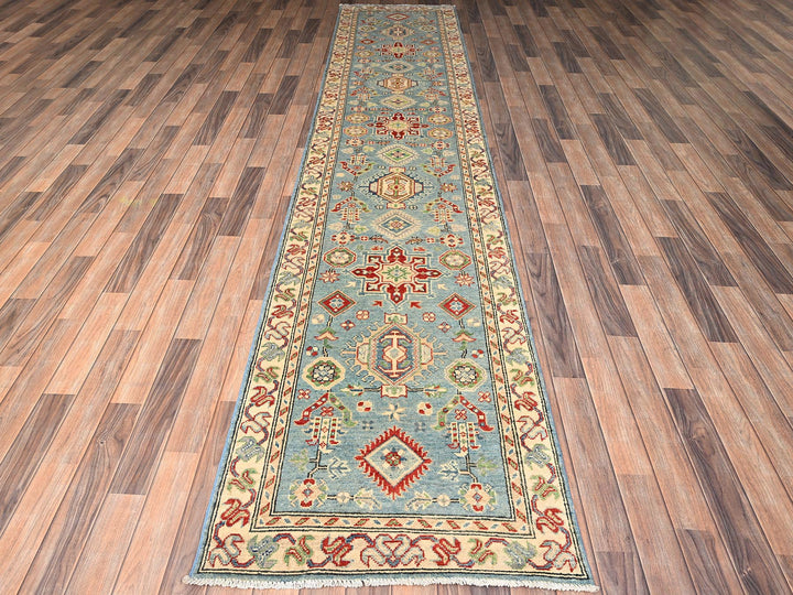 2'9" x 12'9" New Hand Knotted Blue Wool Runner Oriental Rug - MOA1022020