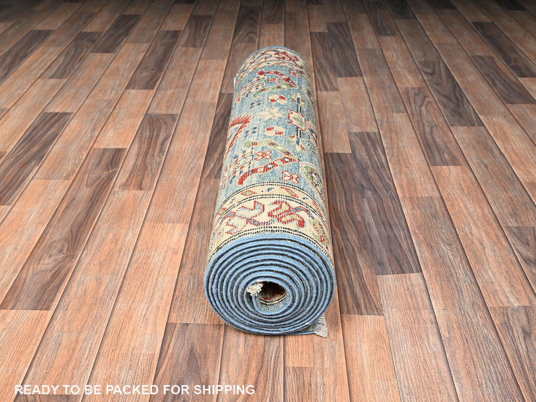 2'9" x 12'9" New Hand Knotted Blue Wool Runner Oriental Rug - MOA1022020