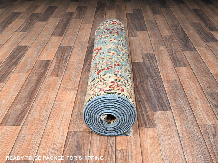 2'9" x 12'9" New Hand Knotted Blue Wool Runner Oriental Rug - MOA1022020