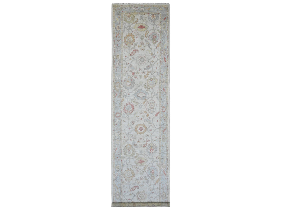 3'11" x 15'10" New Hand Knotted Ivory Wool Runner Oriental Rug - MOA10220210