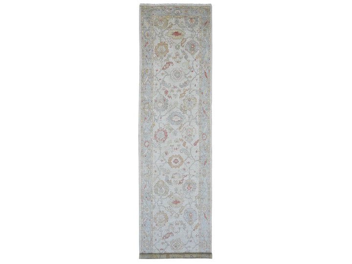 3'11" x 15'10" New Hand Knotted Ivory Wool Runner Oriental Rug - MOA10220210