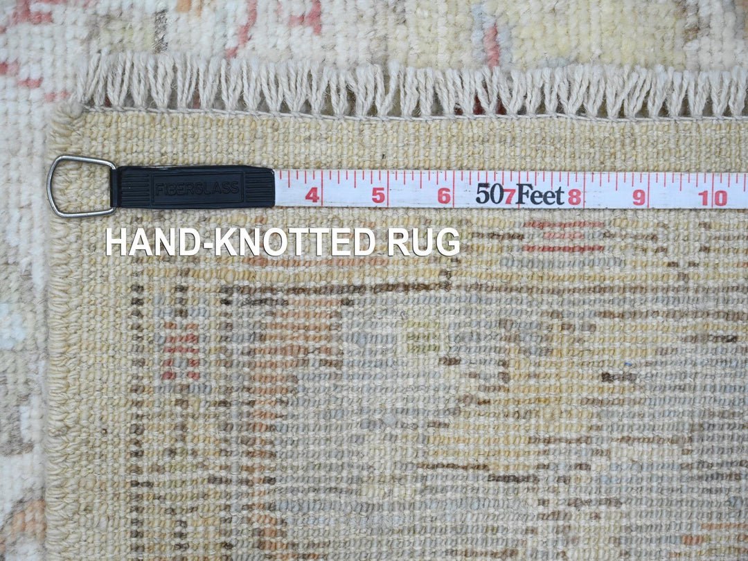 3'11" x 15'10" New Hand Knotted Ivory Wool Runner Oriental Rug - MOA10220210