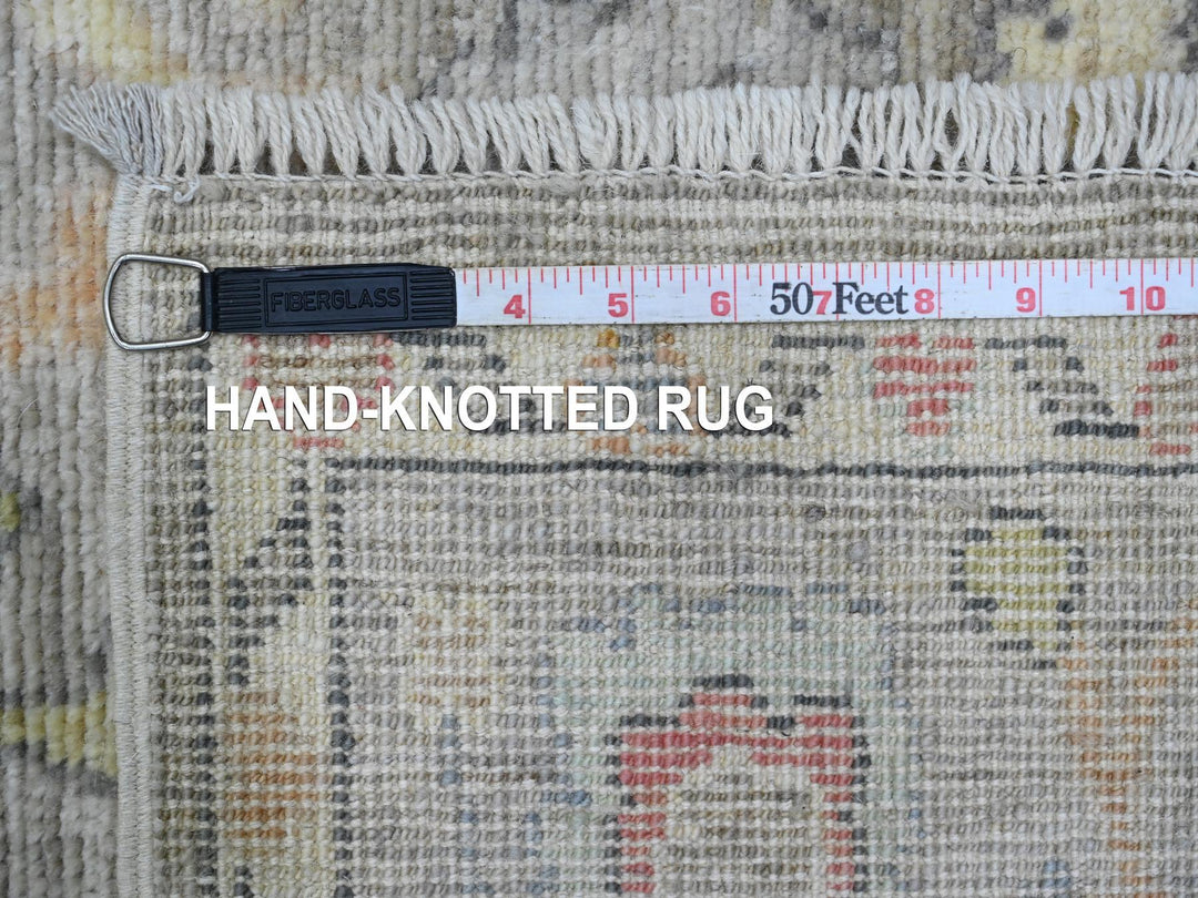 3'10" x 12'1" New Hand Knotted Grey Wool Runner Oriental Rug - MOA10220211