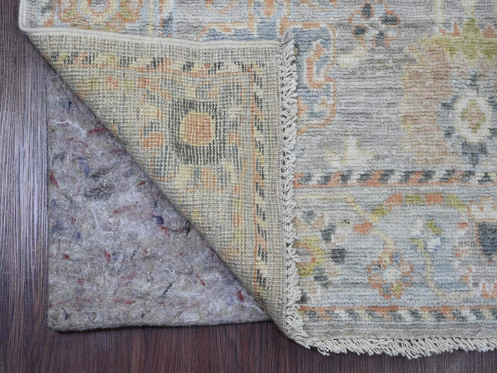 3'11" x 11'4" New Hand Knotted Grey Wool Runner Oriental Rug - MOA10220213