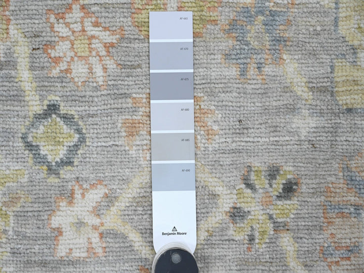 3'11" x 11'4" New Hand Knotted Grey Wool Runner Oriental Rug - MOA10220213