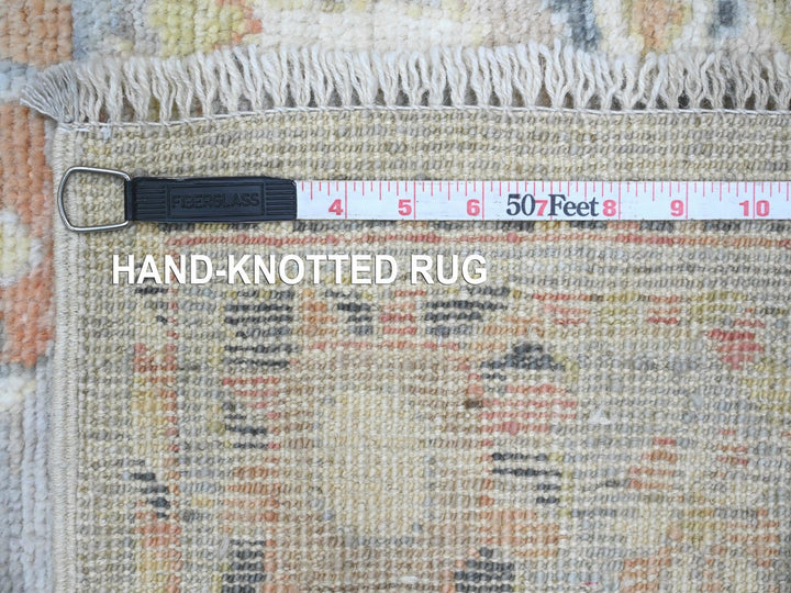 3'11" x 11'4" New Hand Knotted Grey Wool Runner Oriental Rug - MOA10220213