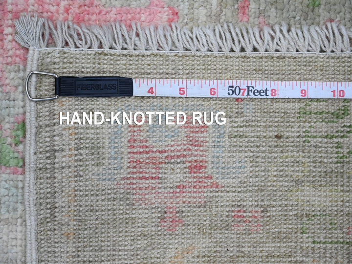 3'2" x 9'9" New Hand Knotted Green Wool Runner Oriental Rug - MOA10220216