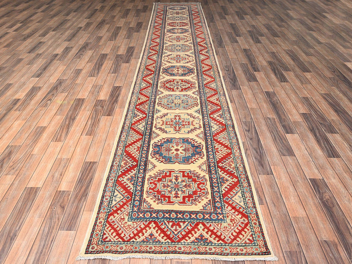 2'11" x 15'3" New Hand Knotted Ivory Wool Runner Oriental Rug - MOA1022021