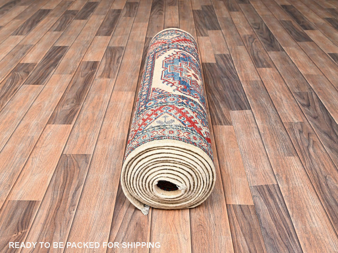 2'11" x 15'3" New Hand Knotted Ivory Wool Runner Oriental Rug - MOA1022021