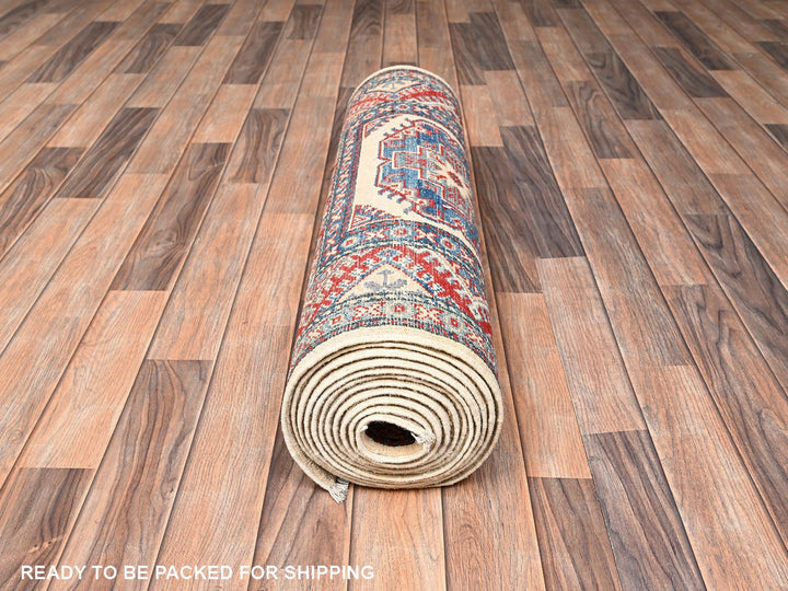 2'11" x 15'3" New Hand Knotted Ivory Wool Runner Oriental Rug - MOA1022021