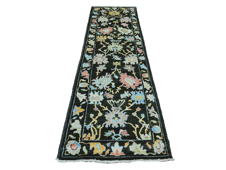 3'0" x 9'9" New Hand Knotted Black Wool Runner Oriental Rug - MOA10220220