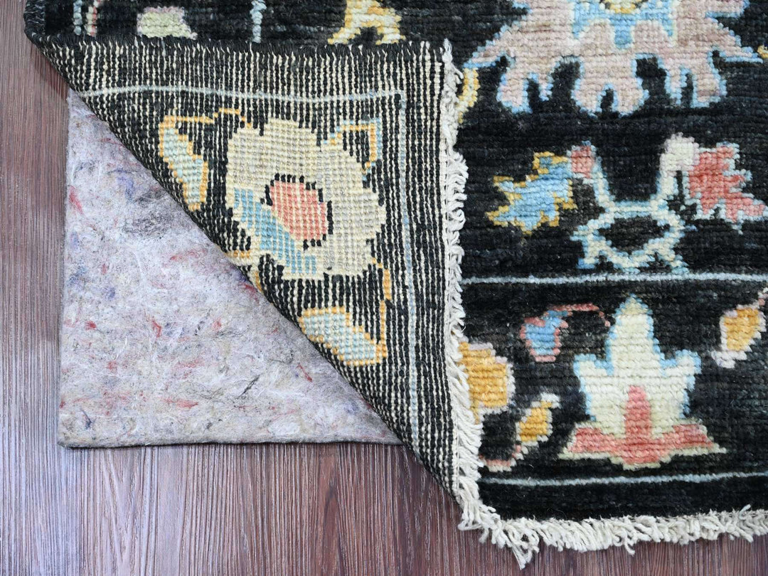 3'0" x 9'9" New Hand Knotted Black Wool Runner Oriental Rug - MOA10220220