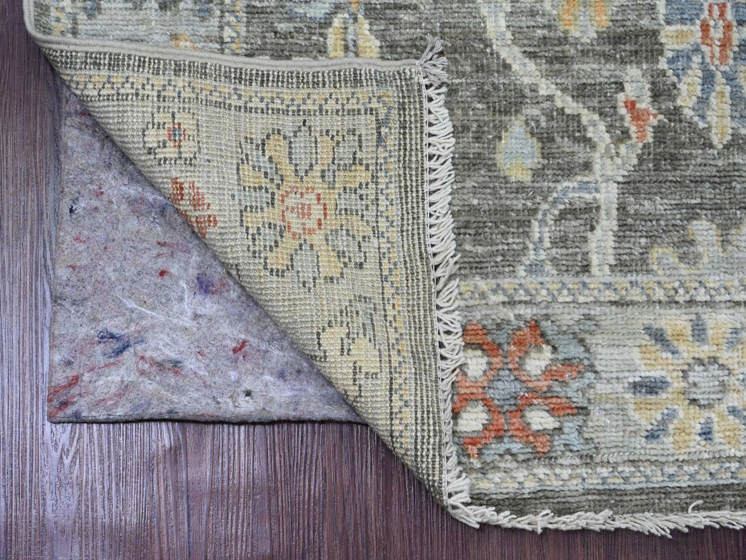 2'9" x 10'3" New Hand Knotted Grey Wool Runner Oriental Rug - MOA10220221