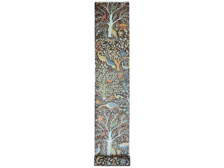 2'7" x 23'7" New Hand Knotted Grey Wool Runner Oriental Rug - MOA10220229
