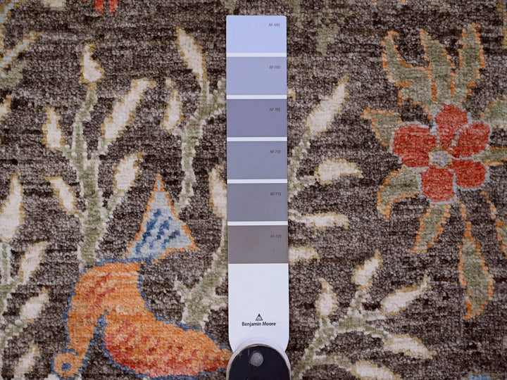 2'7" x 23'7" New Hand Knotted Grey Wool Runner Oriental Rug - MOA10220229