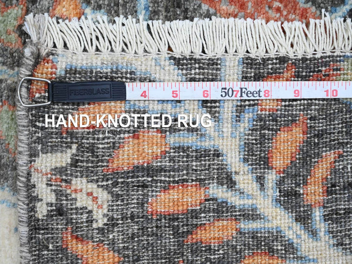 2'7" x 23'7" New Hand Knotted Grey Wool Runner Oriental Rug - MOA10220229