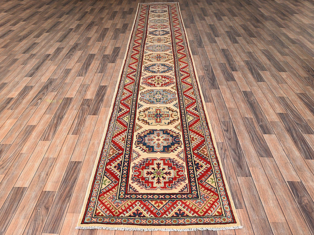 2'9" x 15'4" New Hand Knotted Ivory Wool Runner Oriental Rug - MOA1022022