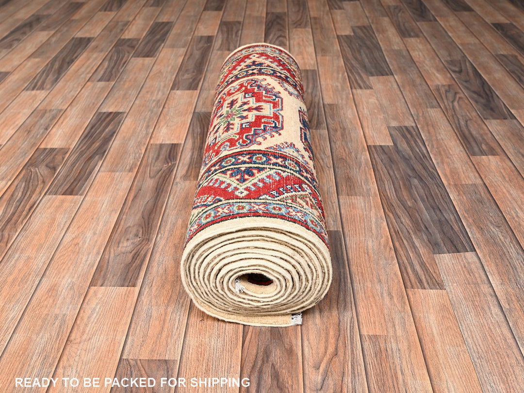 2'9" x 15'4" New Hand Knotted Ivory Wool Runner Oriental Rug - MOA1022022