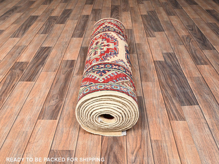 2'9" x 15'4" New Hand Knotted Ivory Wool Runner Oriental Rug - MOA1022022