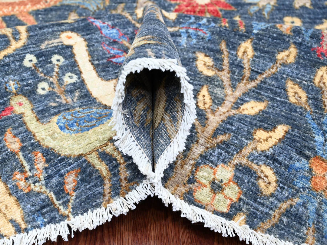 9'5" x 9'6" New Hand Knotted Blue Wool Round Oriental Rug - MOA10220233