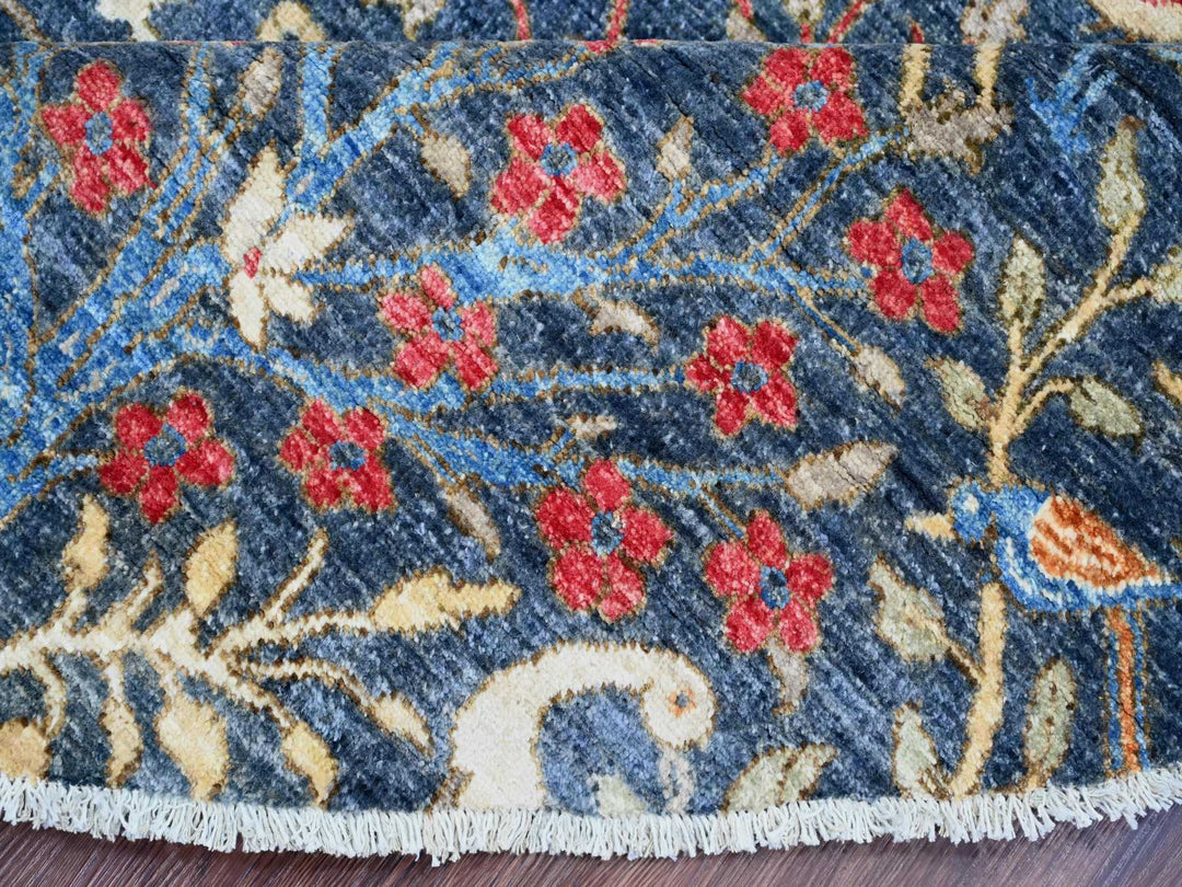 9'5" x 9'6" New Hand Knotted Blue Wool Round Oriental Rug - MOA10220233