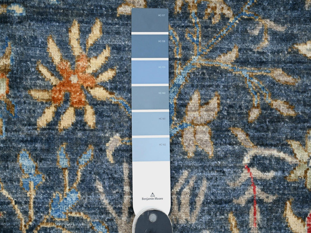 9'5" x 9'6" New Hand Knotted Blue Wool Round Oriental Rug - MOA10220233