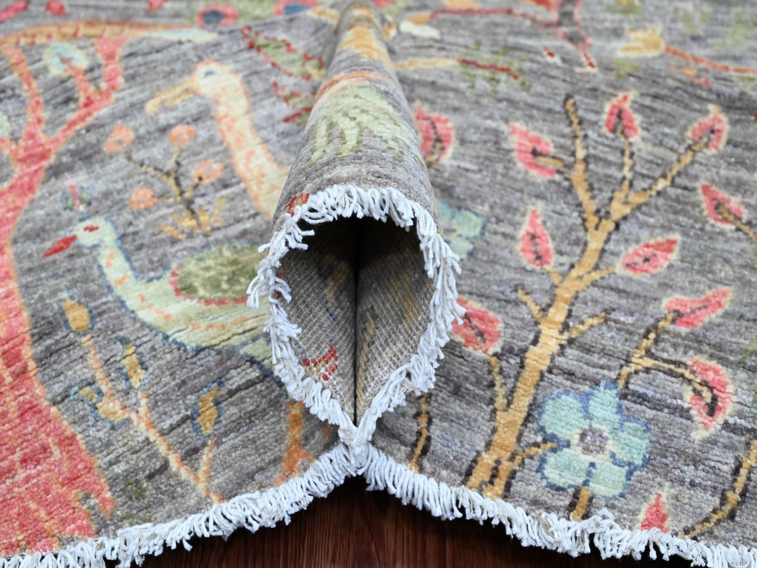 9'6" x 9'9" New Hand Knotted Grey Wool Round Oriental Rug - MOA10220234