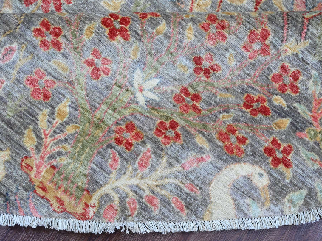 9'6" x 9'9" New Hand Knotted Grey Wool Round Oriental Rug - MOA10220234