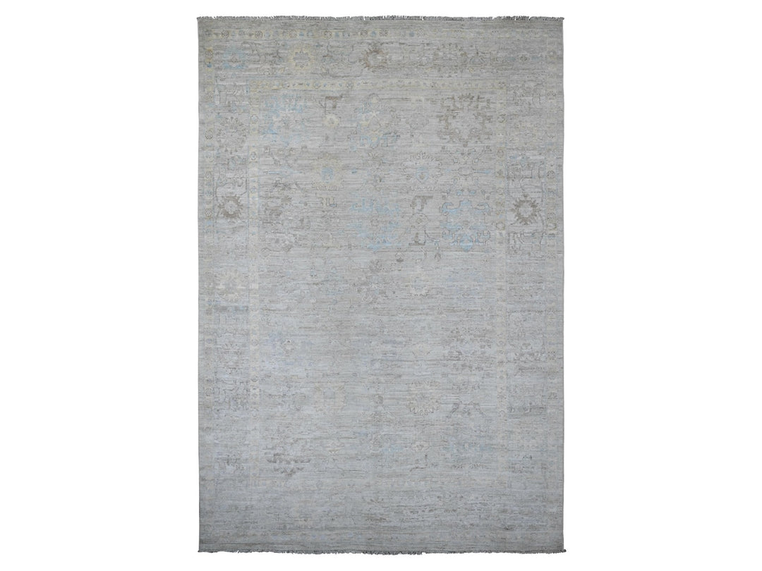 8'9" x 12'7" New Hand Knotted Grey Wool Rectangle Oriental Rug - MOA10220236