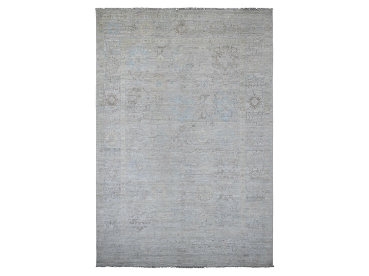 8'9" x 12'7" New Hand Knotted Grey Wool Rectangle Oriental Rug - MOA10220236