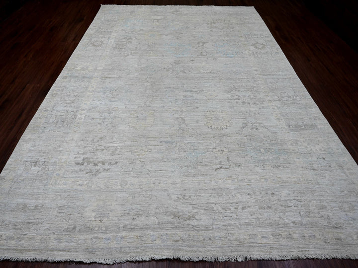8'9" x 12'7" New Hand Knotted Grey Wool Rectangle Oriental Rug - MOA10220236