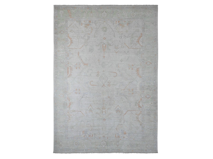 9'7" x 13'6" New Hand Knotted Ivory Wool Rectangle Oriental Rug - MOA10220238