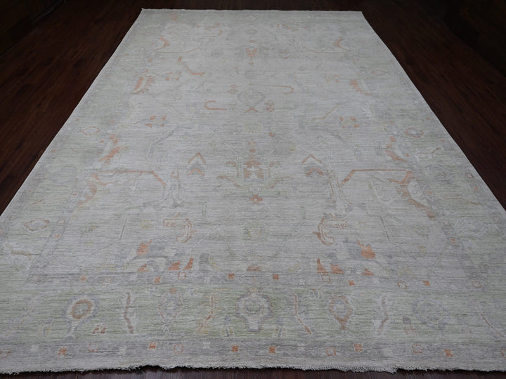 9'7" x 13'6" New Hand Knotted Ivory Wool Rectangle Oriental Rug - MOA10220238