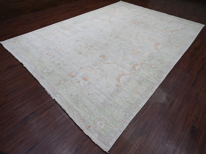 9'7" x 13'6" New Hand Knotted Ivory Wool Rectangle Oriental Rug - MOA10220238