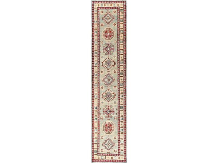 2'10" x 13'7" New Hand Knotted Ivory Wool Runner Oriental Rug - MOA1022023