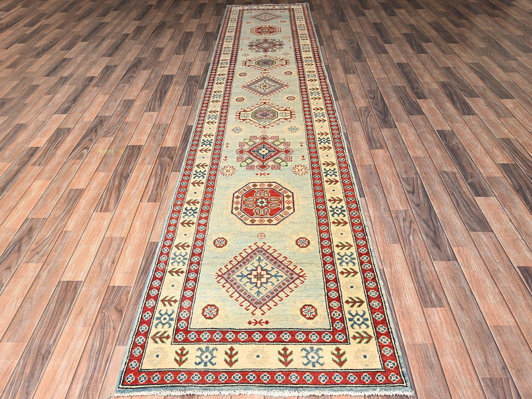 2'10" x 13'7" New Hand Knotted Ivory Wool Runner Oriental Rug - MOA1022023