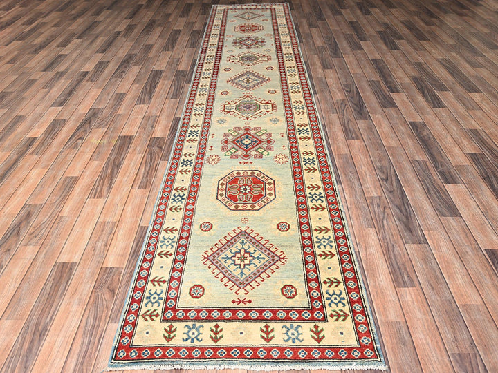 2'10" x 13'7" New Hand Knotted Ivory Wool Runner Oriental Rug - MOA1022023