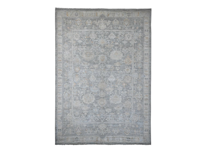 9'0" x 12'6" New Hand Knotted Grey Wool Rectangle Oriental Rug - MOA10220240