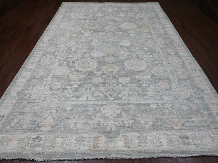 9'0" x 12'6" New Hand Knotted Grey Wool Rectangle Oriental Rug - MOA10220240