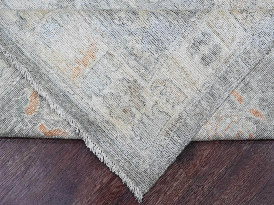 9'0" x 12'6" New Hand Knotted Grey Wool Rectangle Oriental Rug - MOA10220240