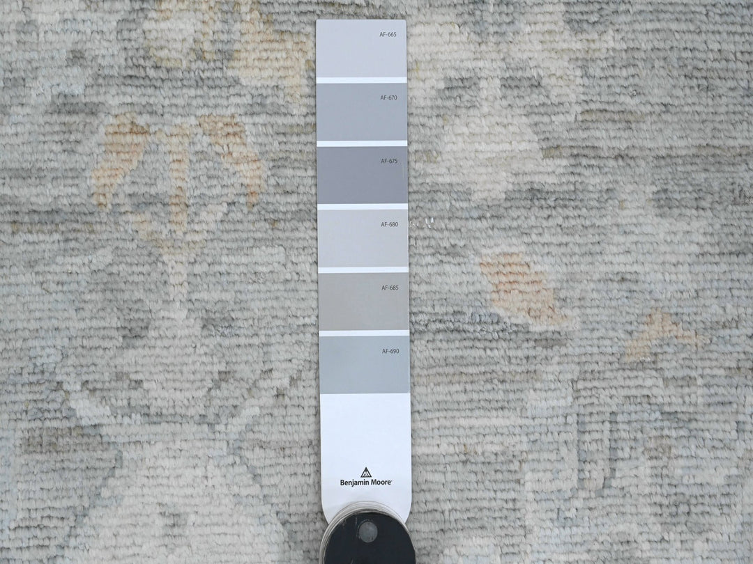 9'0" x 12'6" New Hand Knotted Grey Wool Rectangle Oriental Rug - MOA10220240