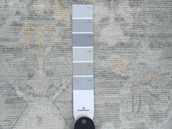 9'0" x 12'6" New Hand Knotted Grey Wool Rectangle Oriental Rug - MOA10220240