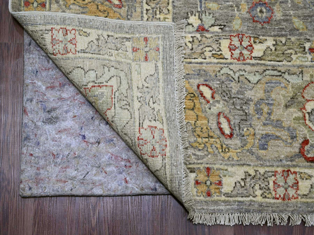 8'0" x 9'7" New Hand Knotted Grey Wool Rectangle Oriental Rug - MOA10220243