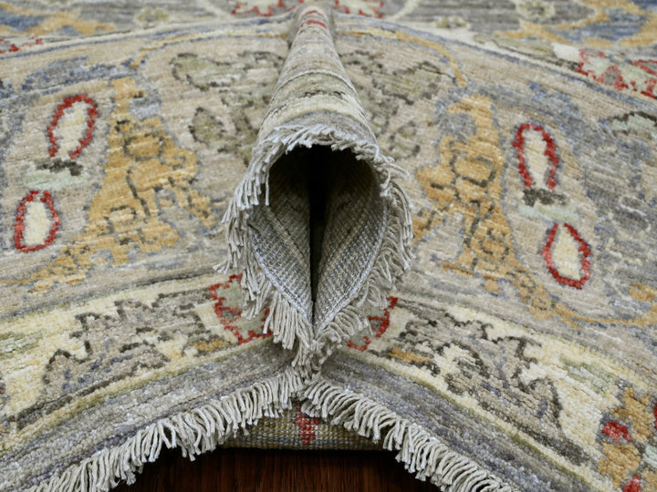 8'0" x 9'7" New Hand Knotted Grey Wool Rectangle Oriental Rug - MOA10220243