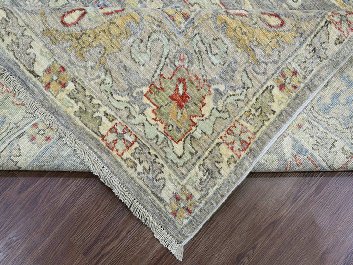 8'0" x 9'7" New Hand Knotted Grey Wool Rectangle Oriental Rug - MOA10220243