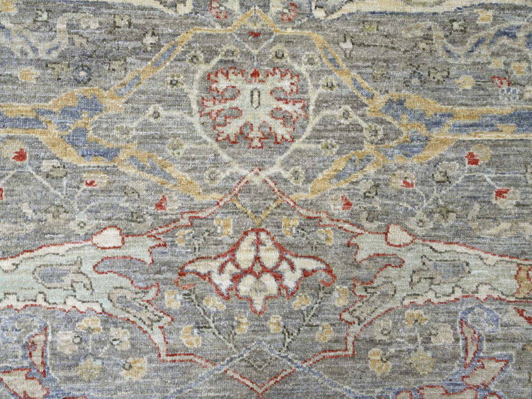 8'0" x 9'7" New Hand Knotted Grey Wool Rectangle Oriental Rug - MOA10220243